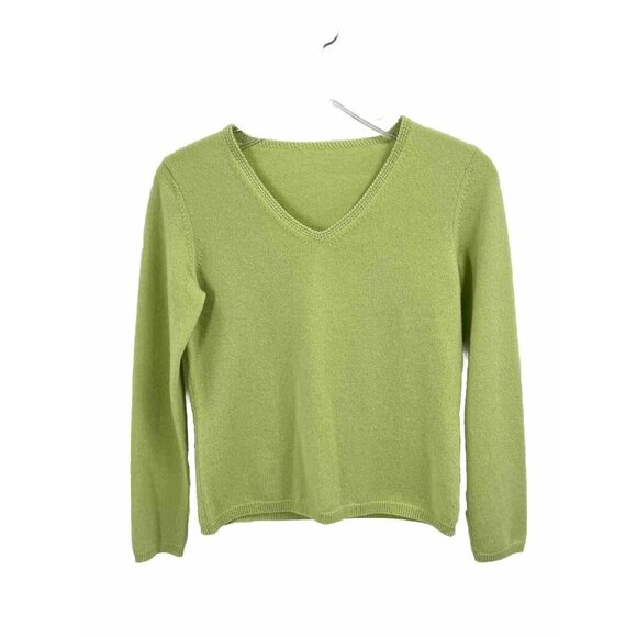 Talbots Sweaters - Talbots V Neck Green Cashmere Pullover Sweater Sz Small